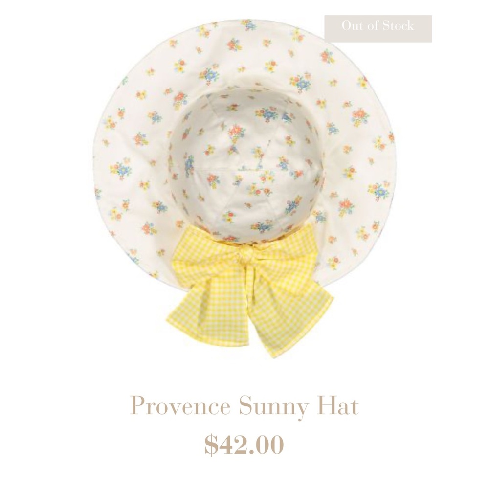 Floral Kids Sun Hat with Yellow Bow